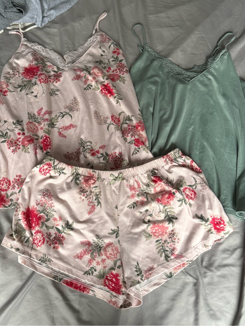 Floral Blush Pink & Sage 2 Cami and shorts Pajama Set - Women's Sleepwear